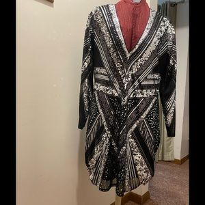 Gorgeous mid length Express dress see through arms sequencing all over dress